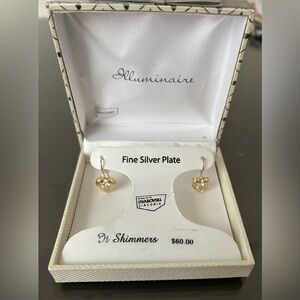 Gold Fine Silver Plated Heart Earrings with Swarovski Zirconia